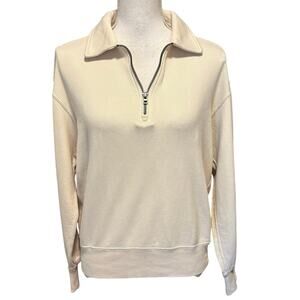 Uniqlo Size S French Terry Sweatshirt 1/4 Zip Cream